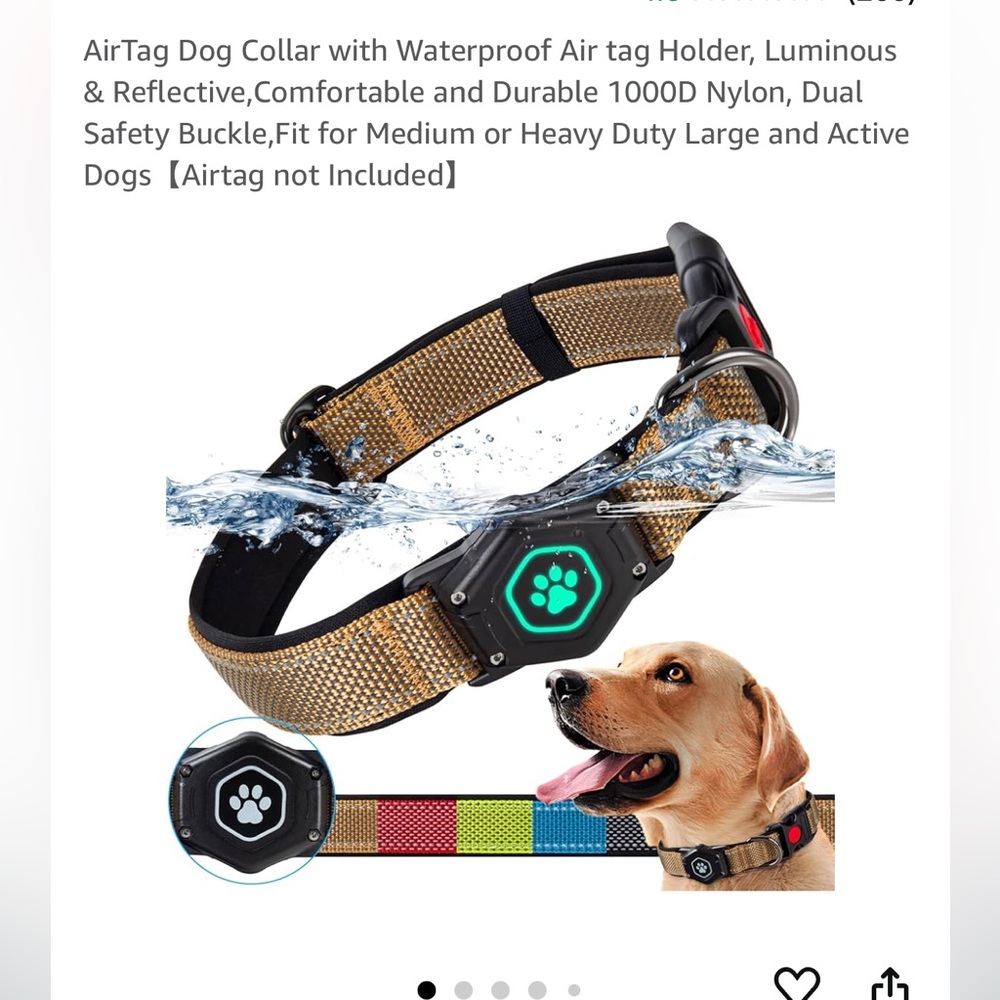 NWOT Profavo Khaki Medium AirTag Waterproof Dog Collar